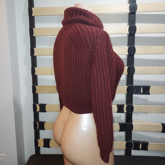 Woven Hearta Cropped Turtleneck Knit Sweater - Picture 4 of 6